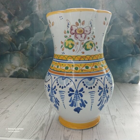 Vintage JS Talavara Hand-Crafted/Painted Folk Art Ceramic Artist Signed Pitcher - Picture 4 of 7